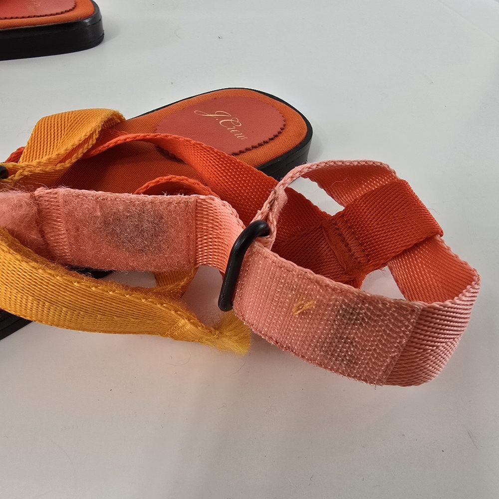 J Crew Gretchen Colorblock Strappy Sandals Webbed Web Strap Flat Shoes Size 10.5 - Picture 8 of 11
